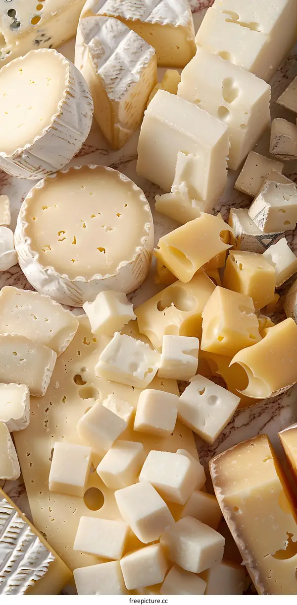 Assortment of Different Types of Cheese on a Plate