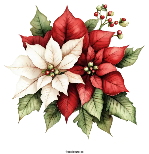 [Transparent Background PNG]Beautiful Christmas Poinsettia Floral Arrangement