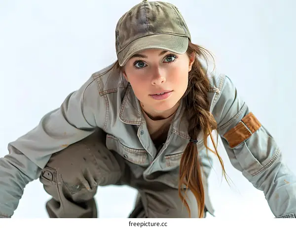 portrait of a young female construction worker