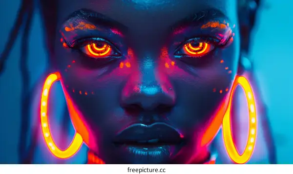 Cyberpunk Woman with Glowing Eyes
