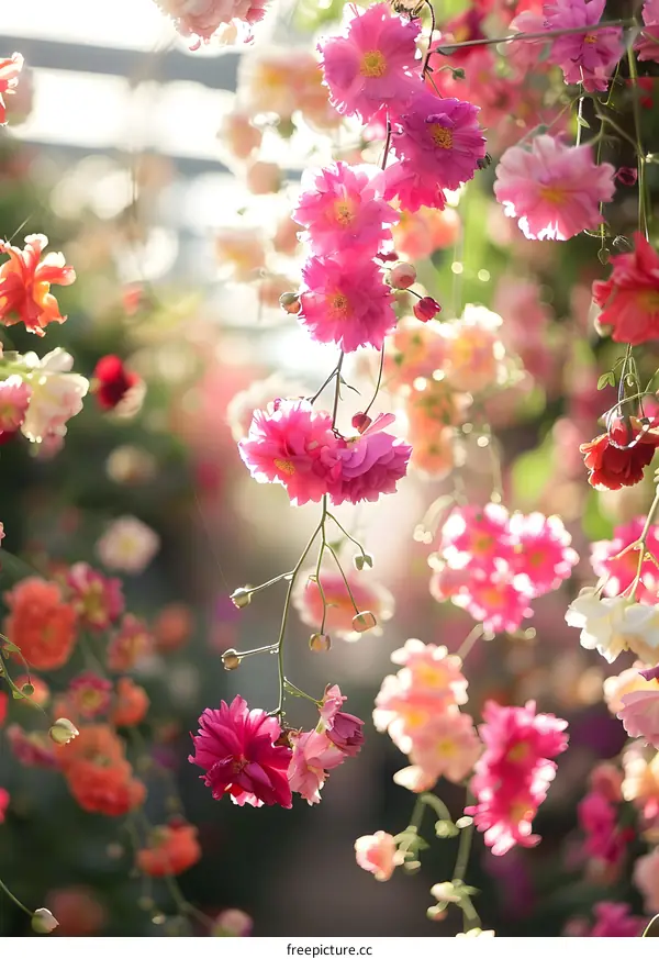 Pink Flowers Blooming In Sunlight
