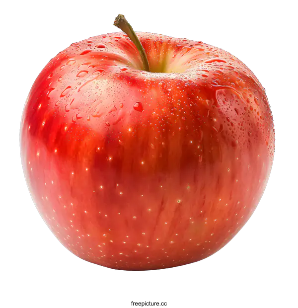 [Transparent Background PNG]Red Apple with Water Drops