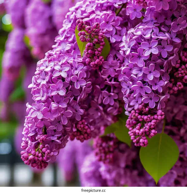 Purple Lilac Flowers in Close-Up