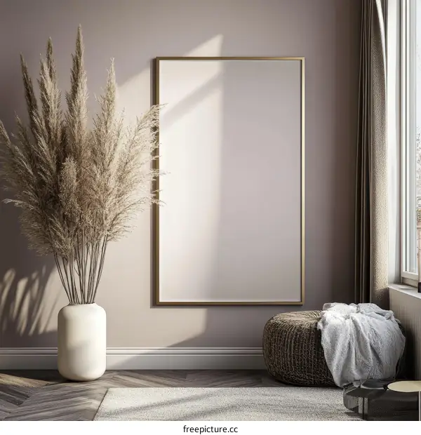 Modern Minimalist Home Interior Mockup with Empty Frame