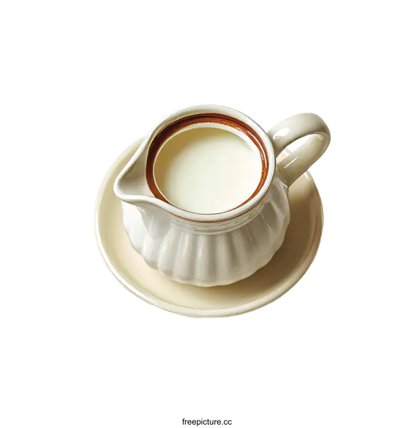 [Transparent Background PNG]Creamy Milk Pitcher on Saucer