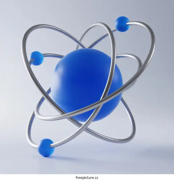 3D Rendering of Atom Structure with Electrons and Orbits