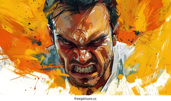Illustration of a man with an angry expression on his face