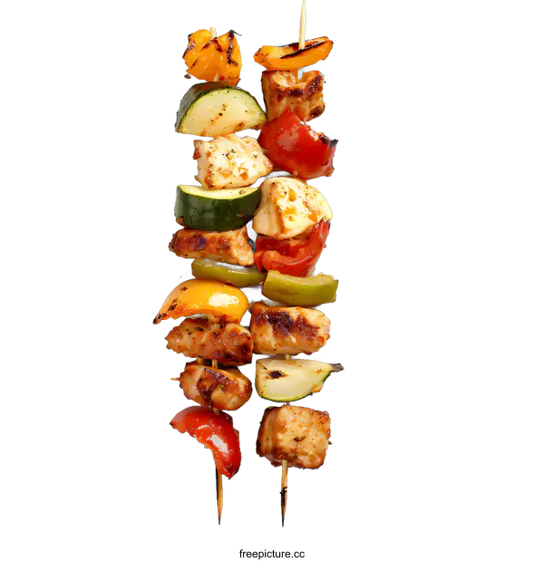 [Transparent Background PNG]Grilled Chicken Skewers with Vegetables