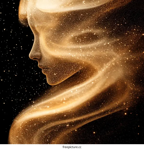 Golden Sparkle Woman Profile Illustration