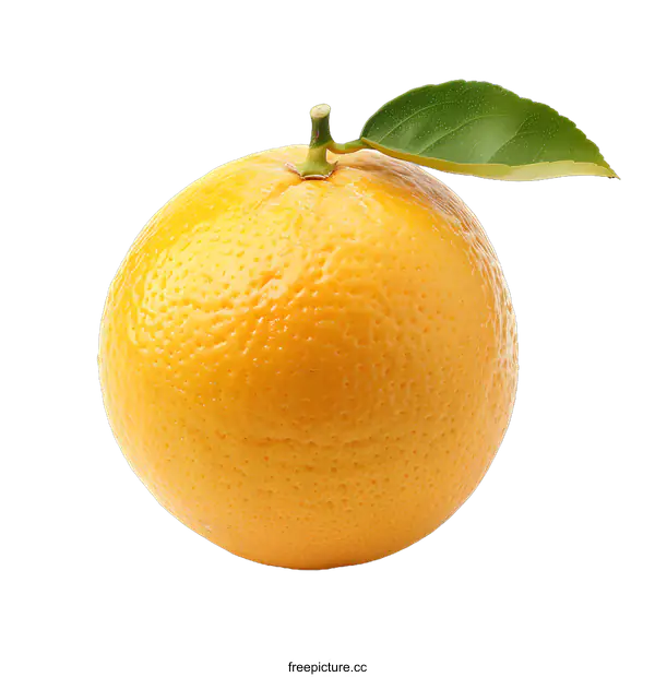[Transparent Background PNG]Fresh Ripe Organic Yellow Grapefruit With Leaf On White Background