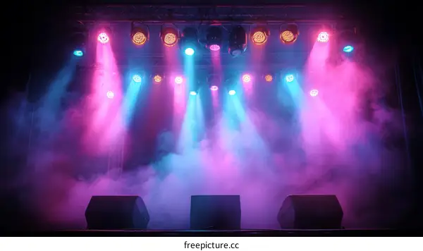 Colorful Stage Lighting with Fog
