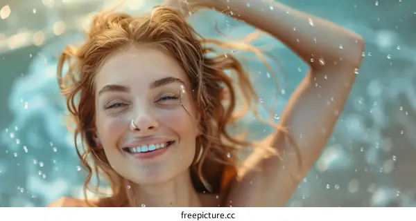 Woman in a Sea Splashing Portrait