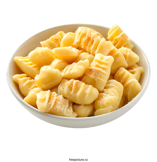 [Transparent Background PNG]Bowl of cooked gnocchi on white background