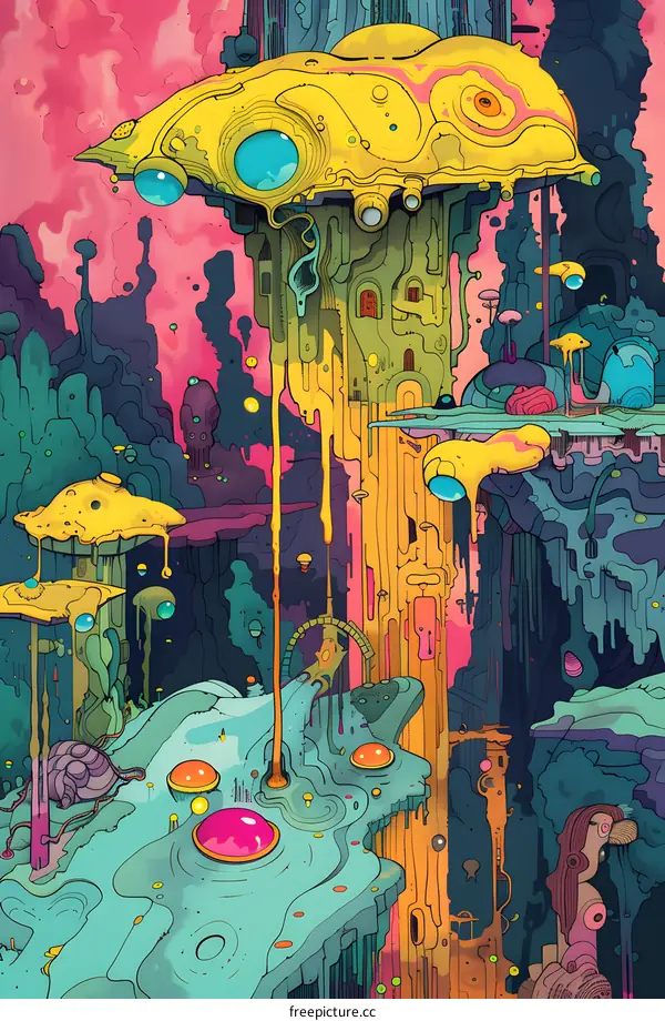 Abstract Fantasy Landscape with a Woman