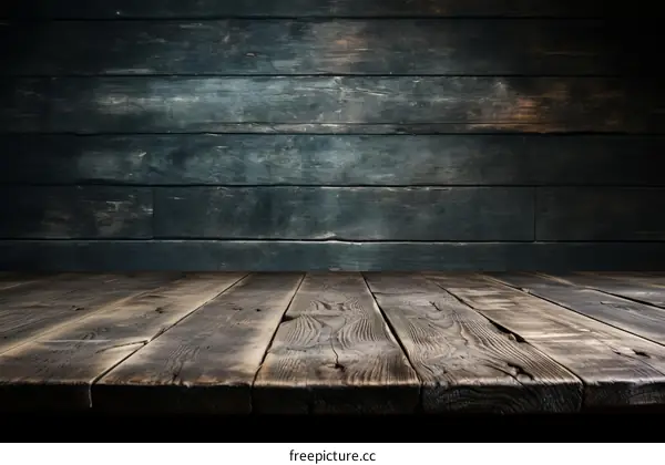 Rustic wooden table against a dark wood background