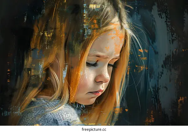 Digital Art Portrait of a Young Girl with Blonde Hair