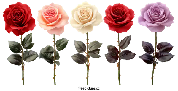 [Transparent Background PNG]Realistic Rose Bouquet Illustration Set