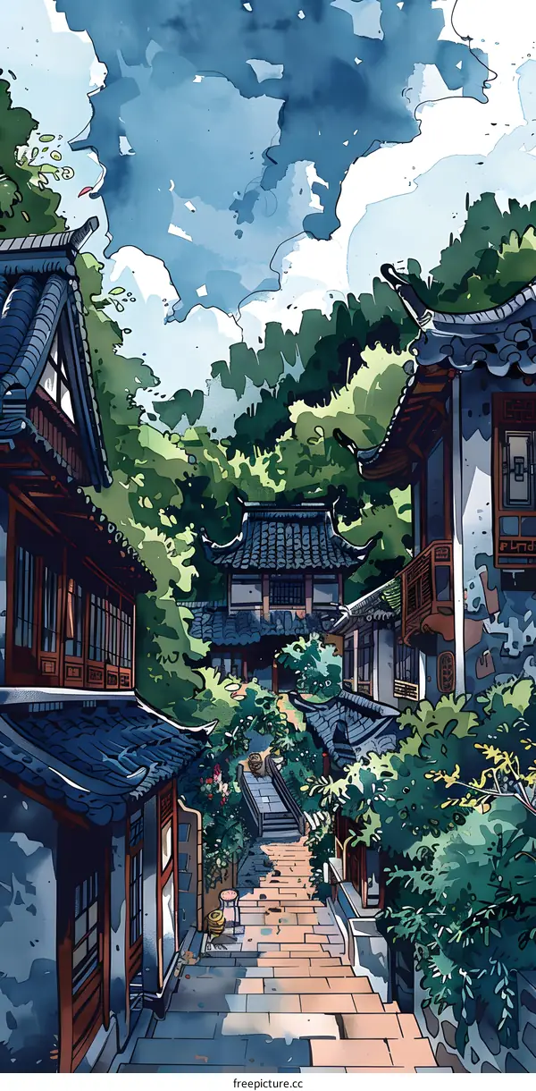 An illustration of a hutong in China