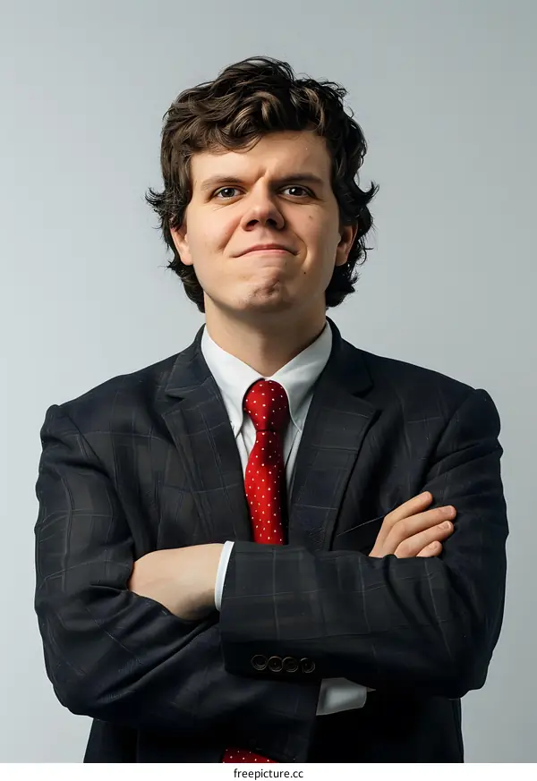Portrait of Confident Young Businessman with Arms Crossed