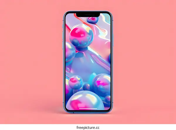 Abstract Colorful 3D Background With Blue Smartphone