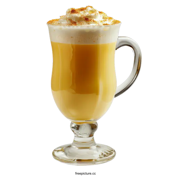 [Transparent Background PNG]eggnog in glass with whipped cream and cinnamon