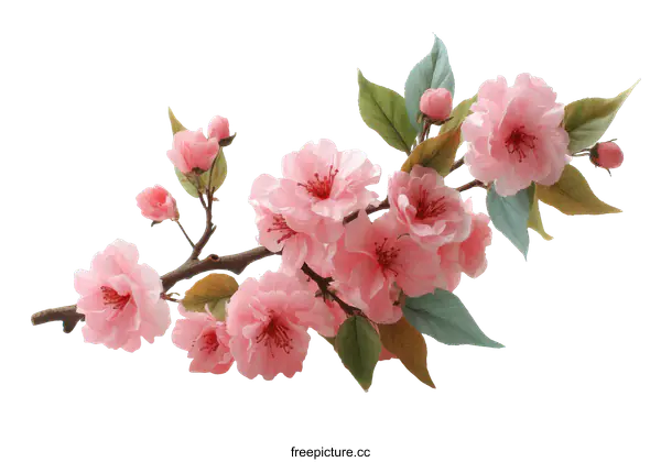 [Transparent Background PNG]Beautiful Pink Cherry Blossom Branch