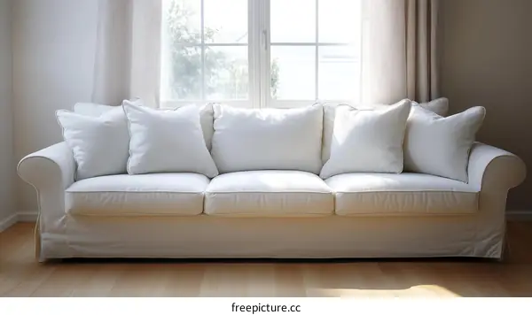 Modern White Sofa by the Window