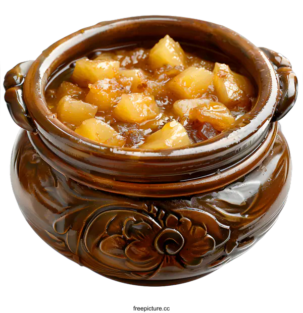 [Transparent Background PNG]Stewed fruit in ceramic pot