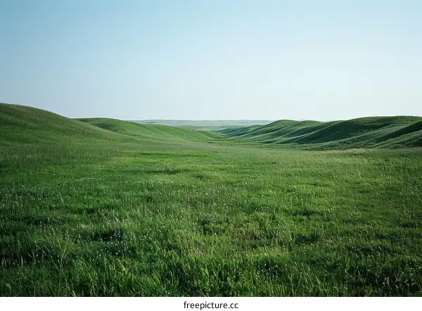 Green rolling hills of the Flint Hills in Kansas