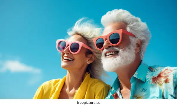 Happy retired couple enjoying the sunshine