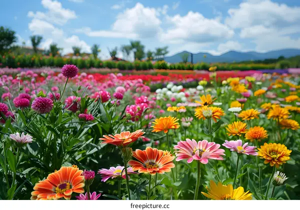 Colorful Flower Garden in Summer