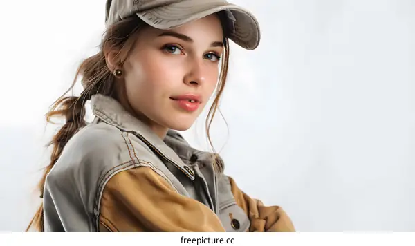 portrait of a young attractive woman in a cap