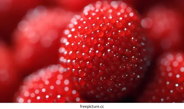Close-up photo of red raspberries