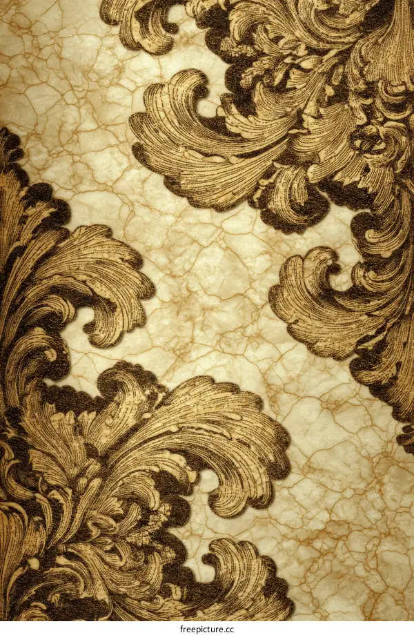 Vintage Decorative Pattern on Cracked Background