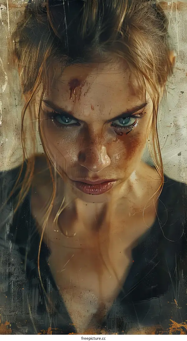 Woman with wounds on face closeup portrait