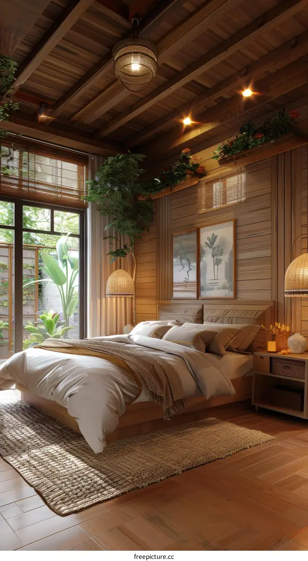 Wooden Bedroom Interior Design Illustration