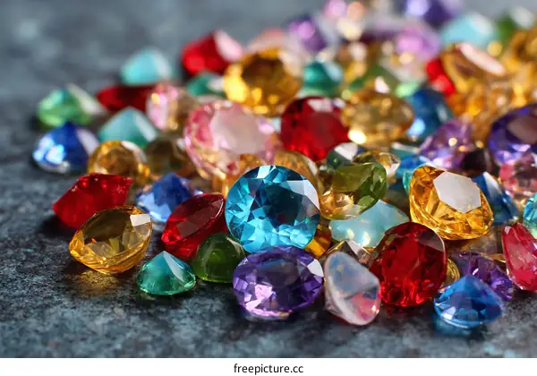 Colorful Gemstones Collection on Dark Background