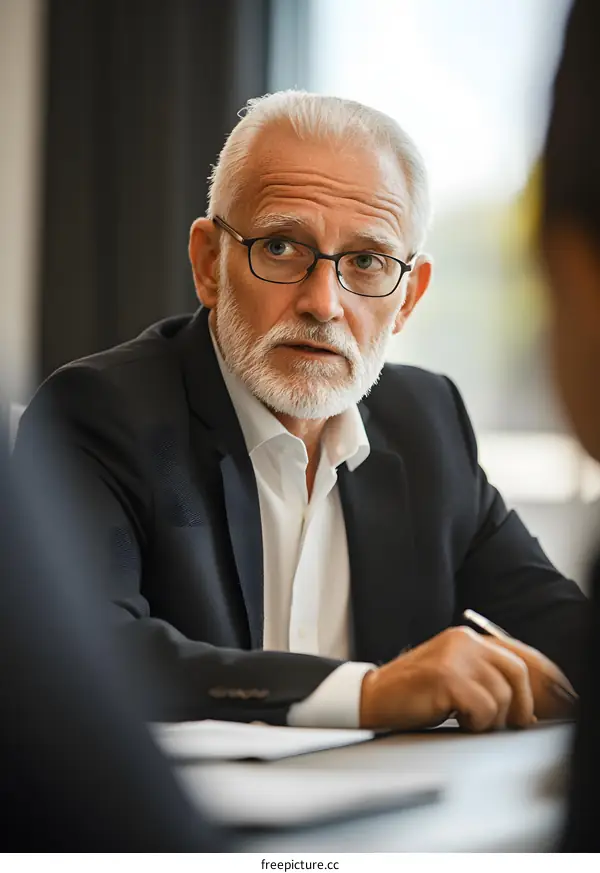 Businessman in a Black Suit Looking at the Camera