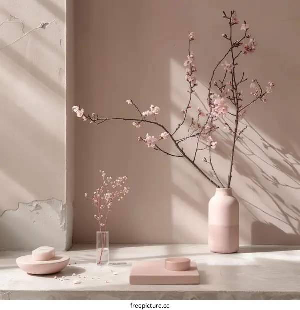 Still Life Pink Flowers Minimalism