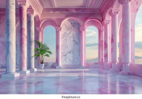 Pink Marble Interior with Columns