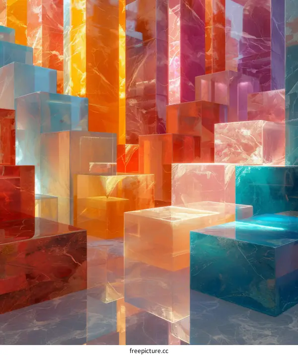 Abstract Geometric Composition of Colorful Cubes