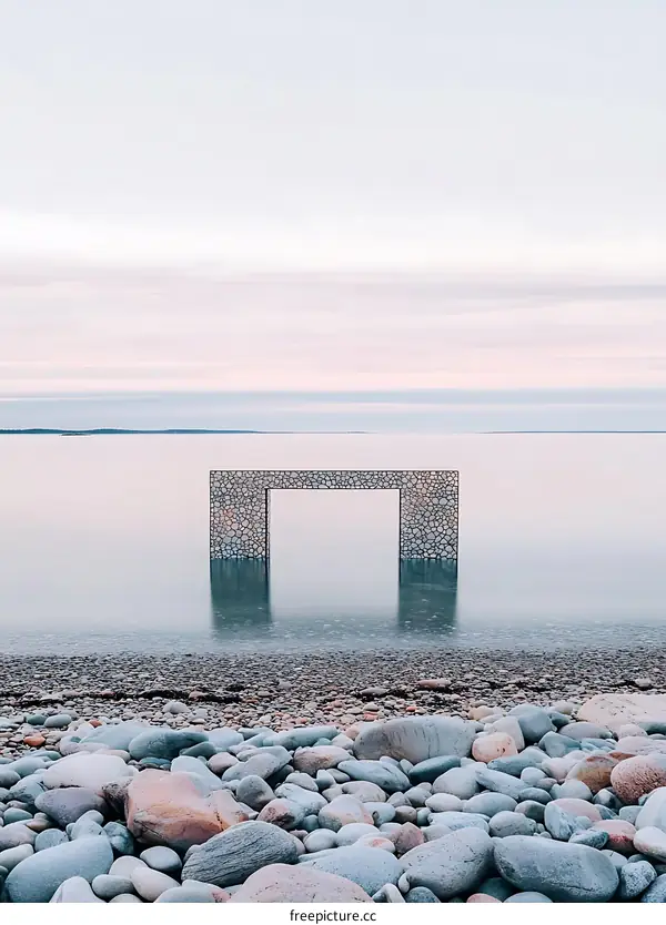 Stone Archway in the Sea at Sunset
