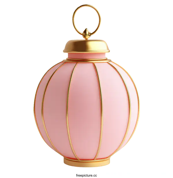 [Transparent Background PNG]Pink Decorative Sphere with Gold Accents