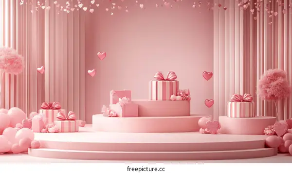 Romantic Pink Gift Display Scene