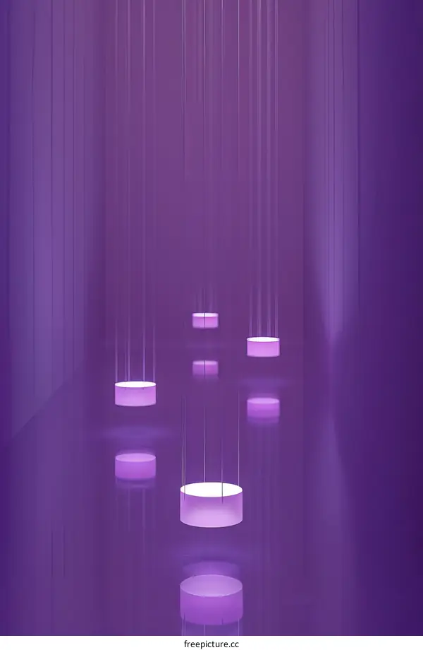 Glowing Discs Floating in a Purple Space