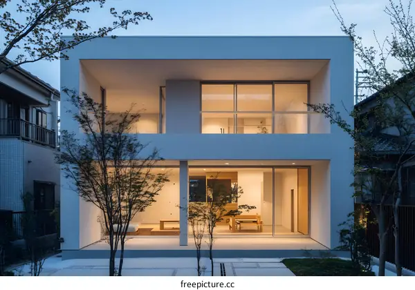 Modern Minimalist Two Story House with Large Windows