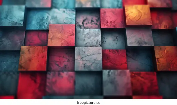 Colorful 3D Rendered Tile Surface with Beveled Cubes
