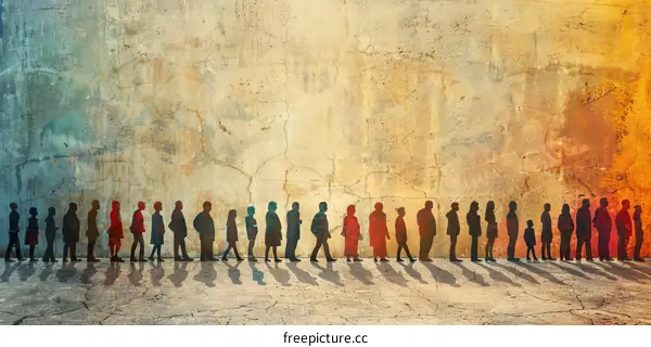 Crowd of People Waiting in Line