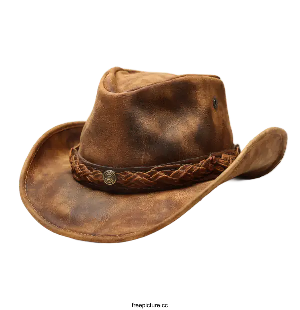 [Transparent Background PNG]Vintage Distressed Leather Cowboy Hat