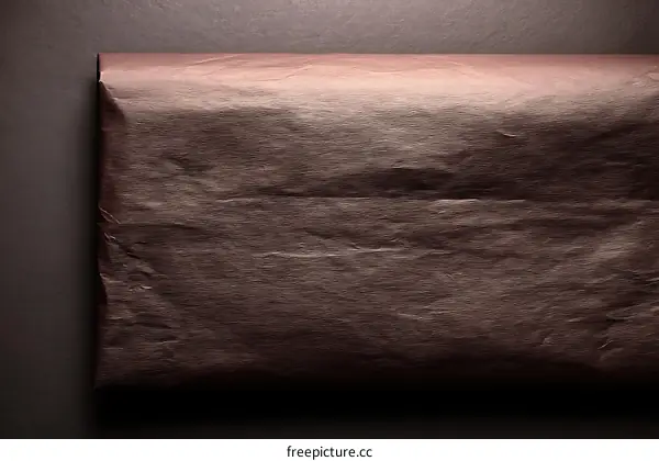 Close-up of a Wrapped Piece of Dark Brown Gift Wrapping Paper